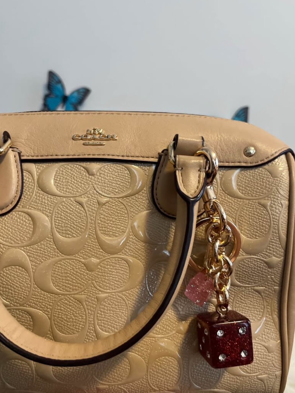 Coach Leather Embossed Bag with charm